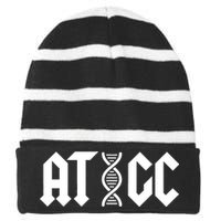 ATGC Funny Science Biology DNA Striped Beanie with Solid Band