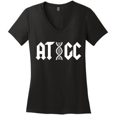 ATGC Funny Science Biology DNA Women's V-Neck T-Shirt