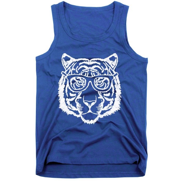 Artistic Tiger Head And Hipster Glasses Funny Graphic Gift Tank Top