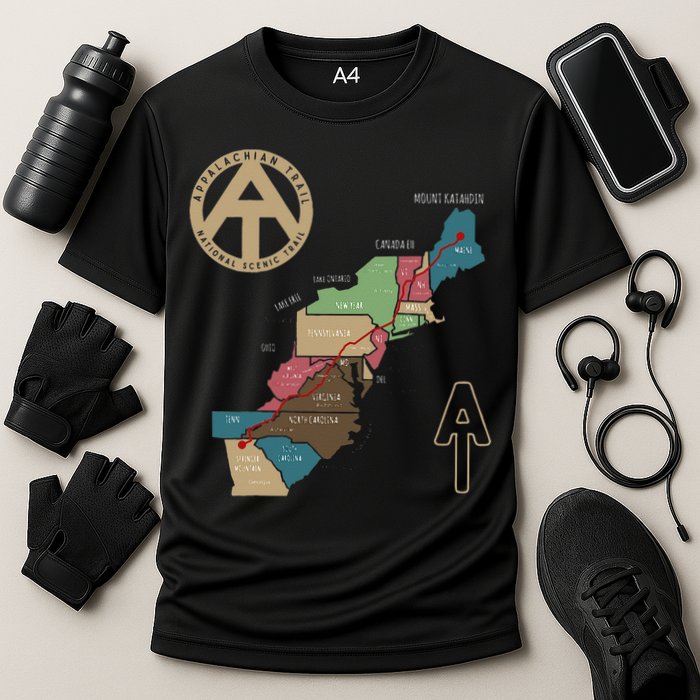 Appalachian Trail Hiking Map Cooling Performance Crew T-Shirt