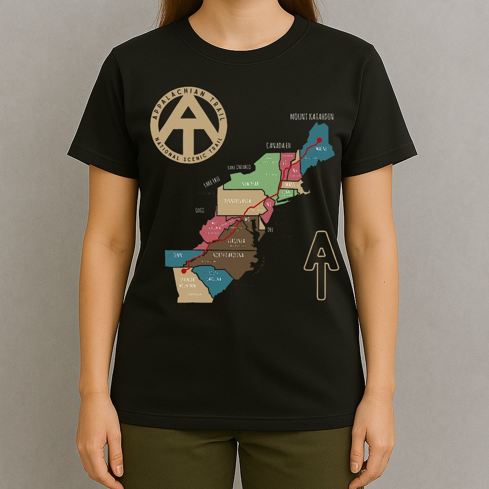 Appalachian Trail Hiking Map T-Shirt