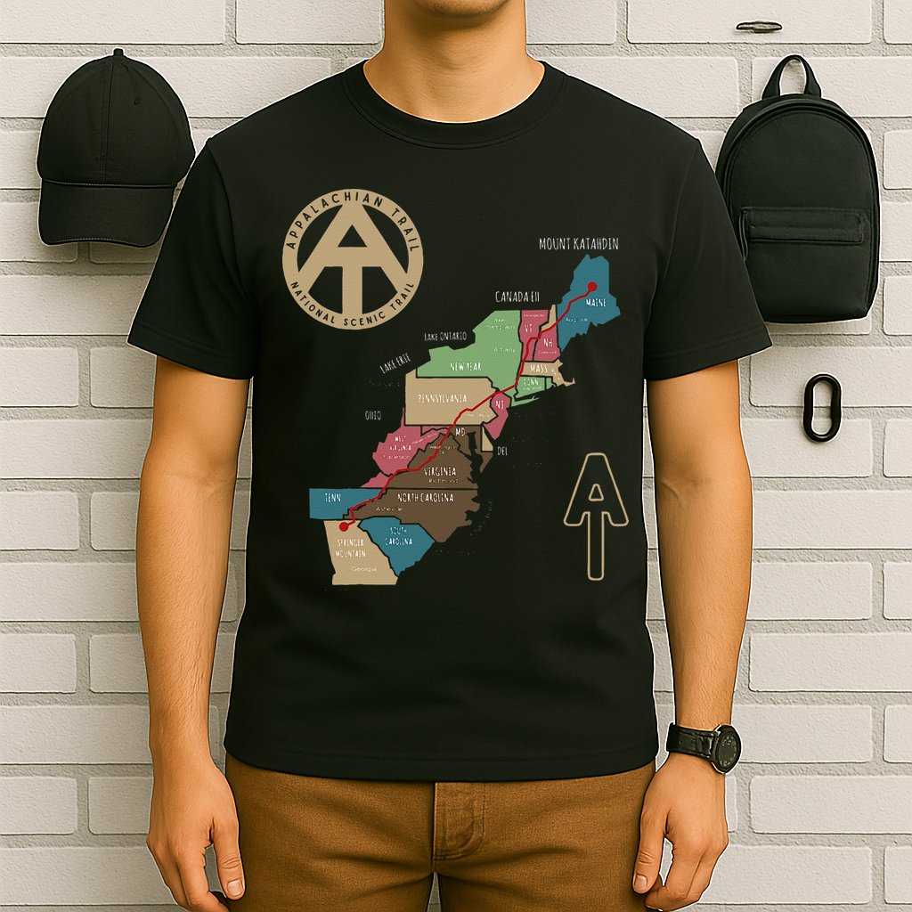 Appalachian Trail Hiking Map T-Shirt