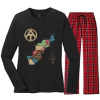 Appalachian Trail Hiking Map Women's Long Sleeve Flannel Pajama Set 