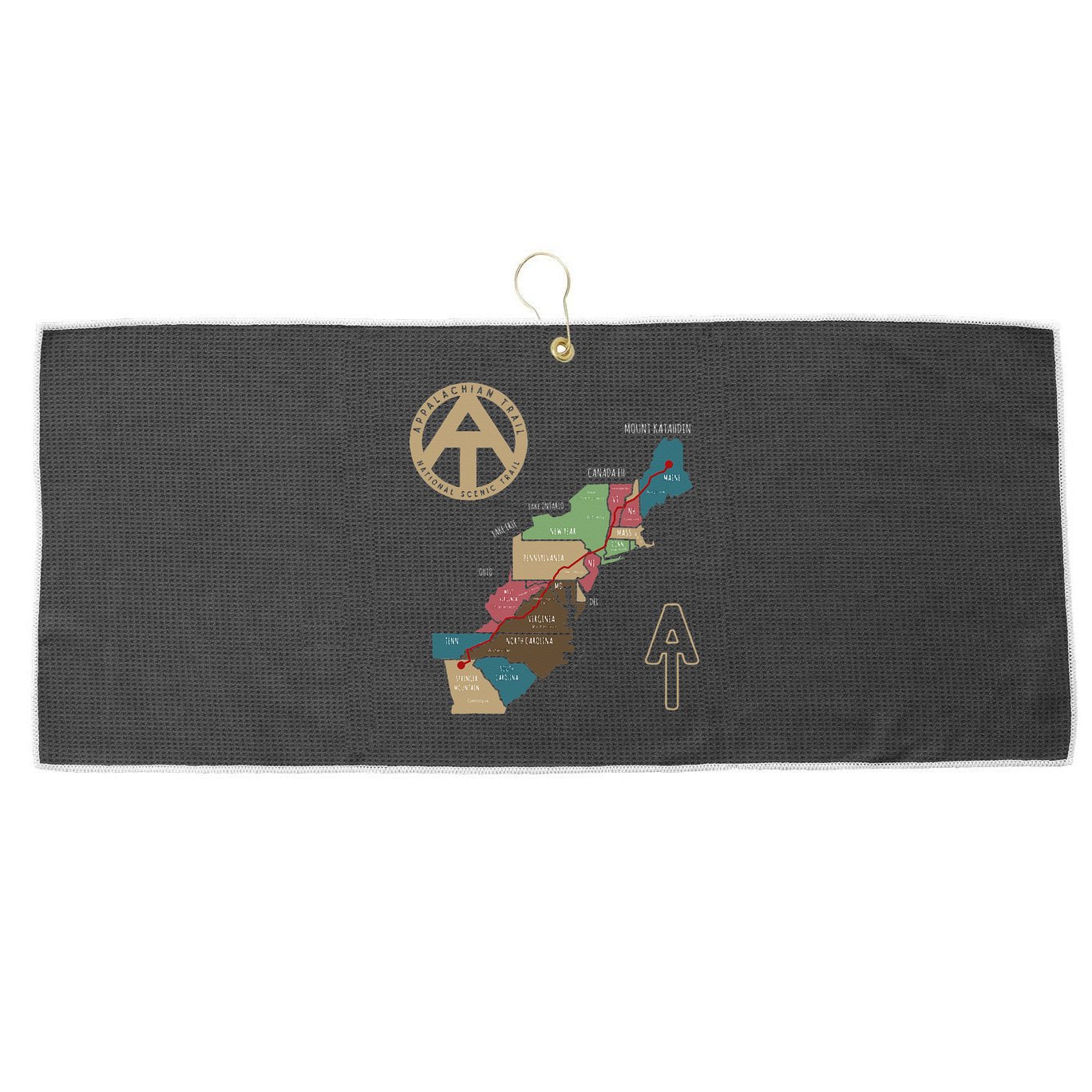 Appalachian Trail Hiking Map Large Microfiber Waffle Golf Towel