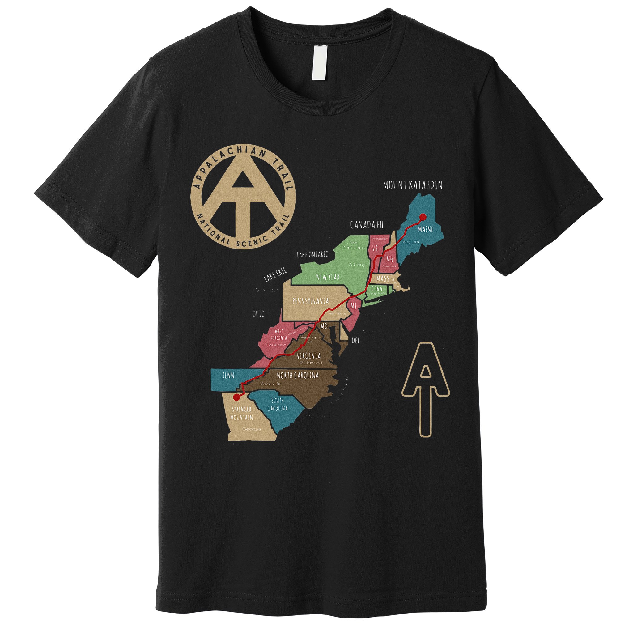 Appalachian Trail Hiking Map Premium T-Shirt