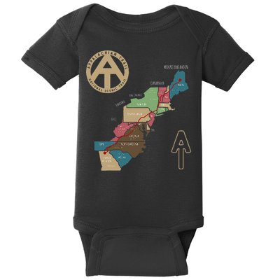 Appalachian Trail Hiking Map Baby Bodysuit