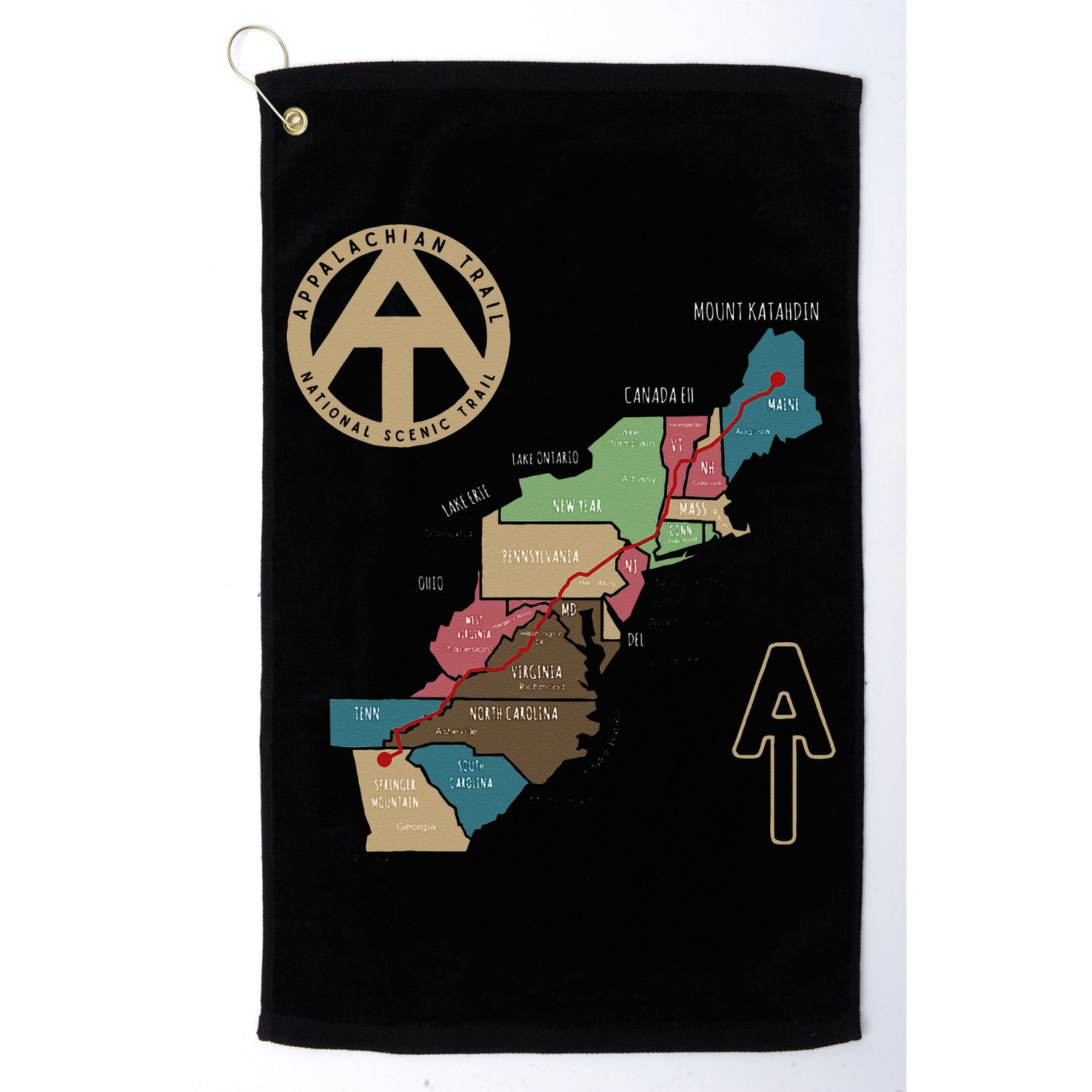 Appalachian Trail Hiking Map Golf Towel