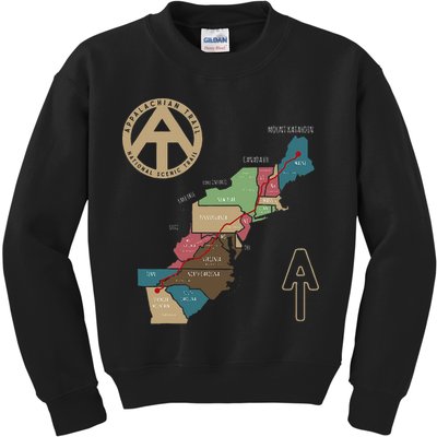 Appalachian Trail Hiking Map Kids Sweatshirt