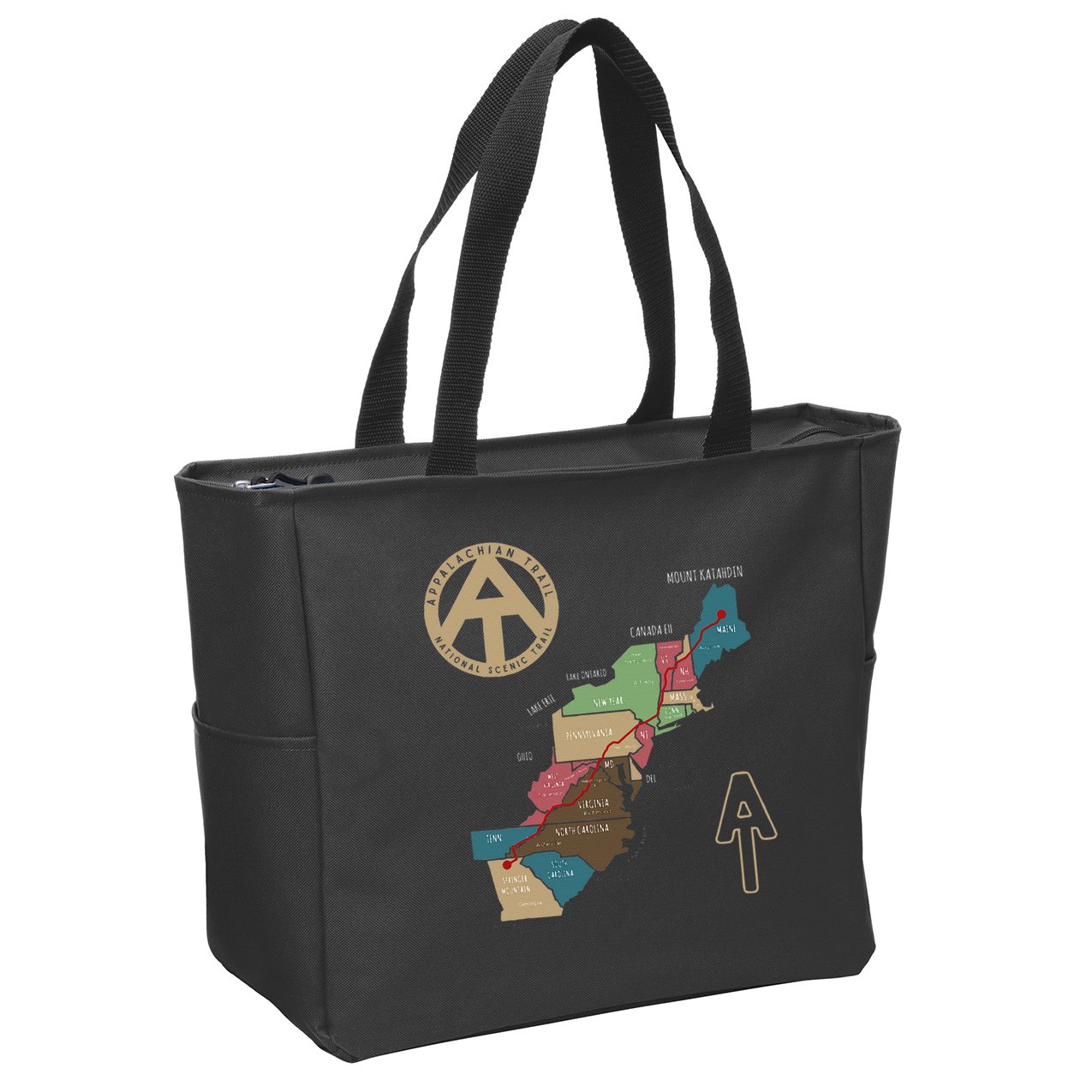 Appalachian Trail Hiking Map Zip Tote Bag