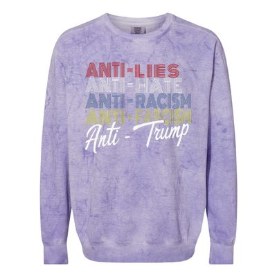 Anti Trump Hate Lies And Fascism Resist Vote Nov 5 2024 Colorblast Crewneck Sweatshirt