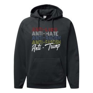 Anti Trump Hate Lies And Fascism Resist Vote Nov 5 2024 Performance Fleece Hoodie