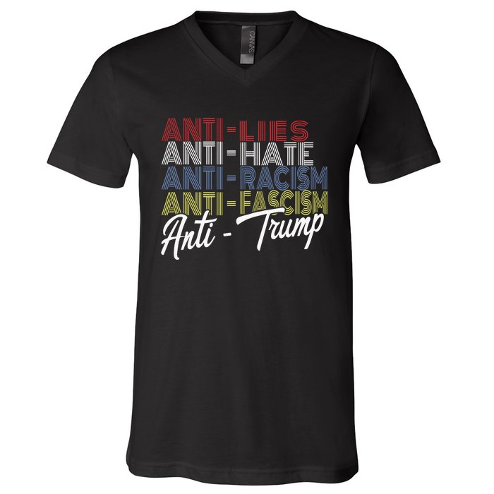 Anti Trump Hate Lies And Fascism Resist Vote Nov 5 2024 V-Neck T-Shirt