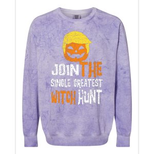 Anti Trump Halloween Pumpkin Join Single Greatest Witch Hunt Colorblast Crewneck Sweatshirt