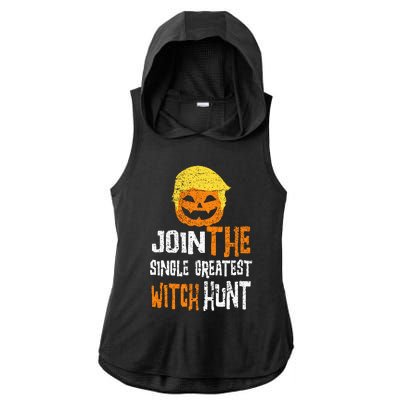 Anti Trump Halloween Pumpkin Join Single Greatest Witch Hunt Ladies PosiCharge Tri-Blend Wicking Draft Hoodie Tank