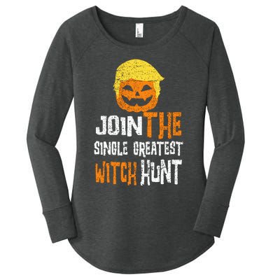 Anti Trump Halloween Pumpkin Join Single Greatest Witch Hunt Women's Perfect Tri Tunic Long Sleeve Shirt