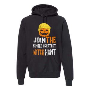 Anti Trump Halloween Pumpkin Join Single Greatest Witch Hunt Premium Hoodie