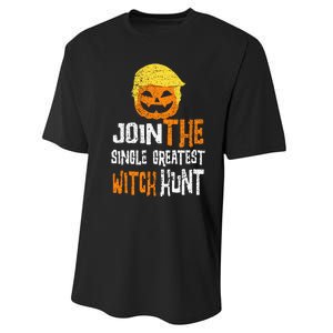 Anti Trump Halloween Pumpkin Join Single Greatest Witch Hunt Performance Sprint T-Shirt