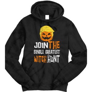 Anti Trump Halloween Pumpkin Join Single Greatest Witch Hunt Tie Dye Hoodie