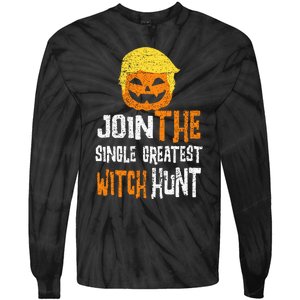 Anti Trump Halloween Pumpkin Join Single Greatest Witch Hunt Tie-Dye Long Sleeve Shirt