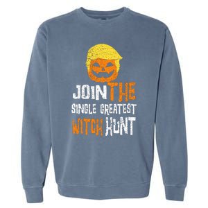 Anti Trump Halloween Pumpkin Join Single Greatest Witch Hunt Garment-Dyed Sweatshirt