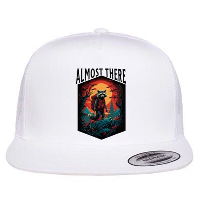 Almost There Hiking Raccoon Flat Bill Trucker Hat