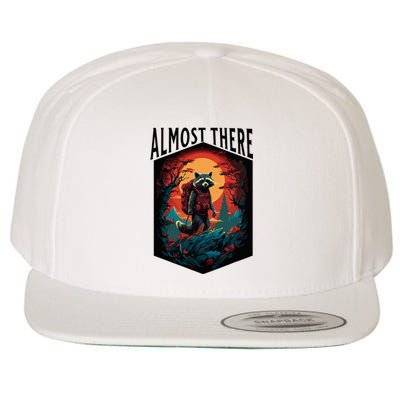 Almost There Hiking Raccoon Wool Snapback Cap