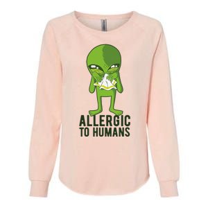 Allergic To Humans Funny Alien Womens California Wash Sweatshirt