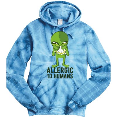 Allergic To Humans Funny Alien Tie Dye Hoodie