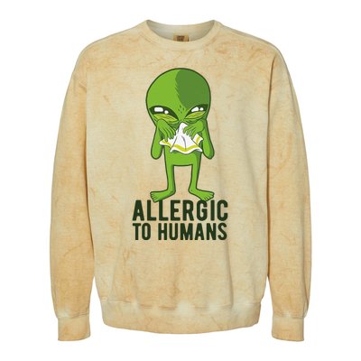 Allergic To Humans Funny Alien Colorblast Crewneck Sweatshirt