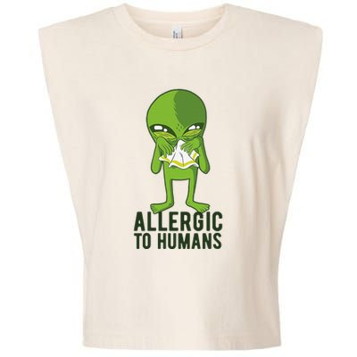 Allergic To Humans Funny Alien Garment-Dyed Women's Muscle Tee
