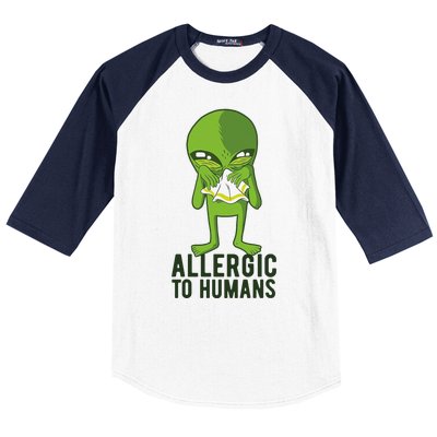 Allergic To Humans Funny Alien Baseball Sleeve Shirt