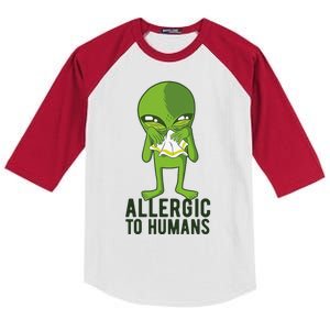 Allergic To Humans Funny Alien Kids Colorblock Raglan Jersey