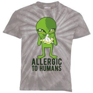 Allergic To Humans Funny Alien Kids Tie-Dye T-Shirt