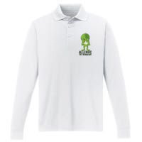 Allergic To Humans Funny Alien Performance Long Sleeve Polo