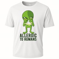 Allergic To Humans Funny Alien Cooling Performance Crew T-Shirt