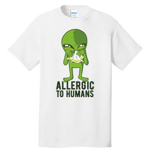 Allergic To Humans Funny Alien Tall T-Shirt