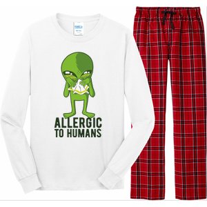 Allergic To Humans Funny Alien Long Sleeve Pajama Set