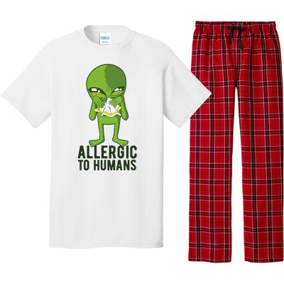 Allergic To Humans Funny Alien Pajama Set