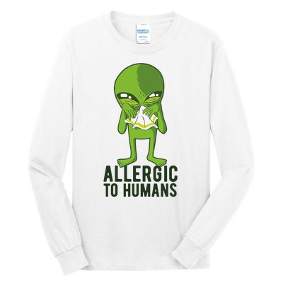 Allergic To Humans Funny Alien Tall Long Sleeve T-Shirt