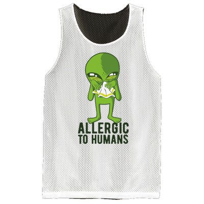 Allergic To Humans Funny Alien Mesh Reversible Basketball Jersey Tank