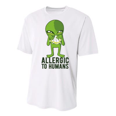 Allergic To Humans Funny Alien Performance Sprint T-Shirt