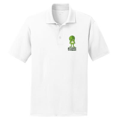 Allergic To Humans Funny Alien PosiCharge RacerMesh Polo