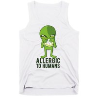 Allergic To Humans Funny Alien Tank Top