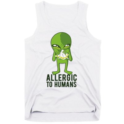 Allergic To Humans Funny Alien Tank Top