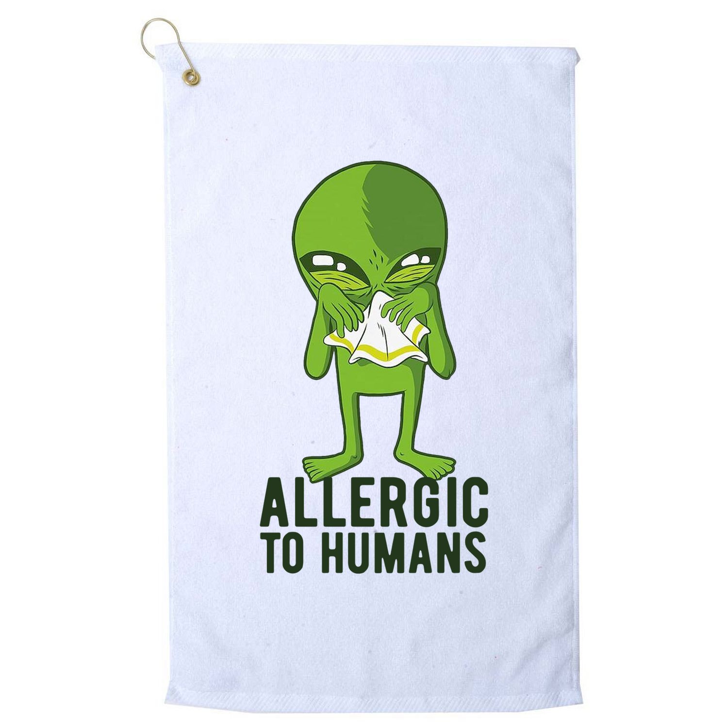 Allergic To Humans Funny Alien Golf Towel