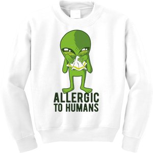 Allergic To Humans Funny Alien Kids Sweatshirt