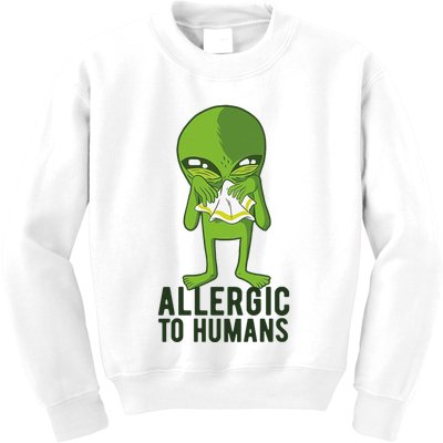 Allergic To Humans Funny Alien Kids Sweatshirt