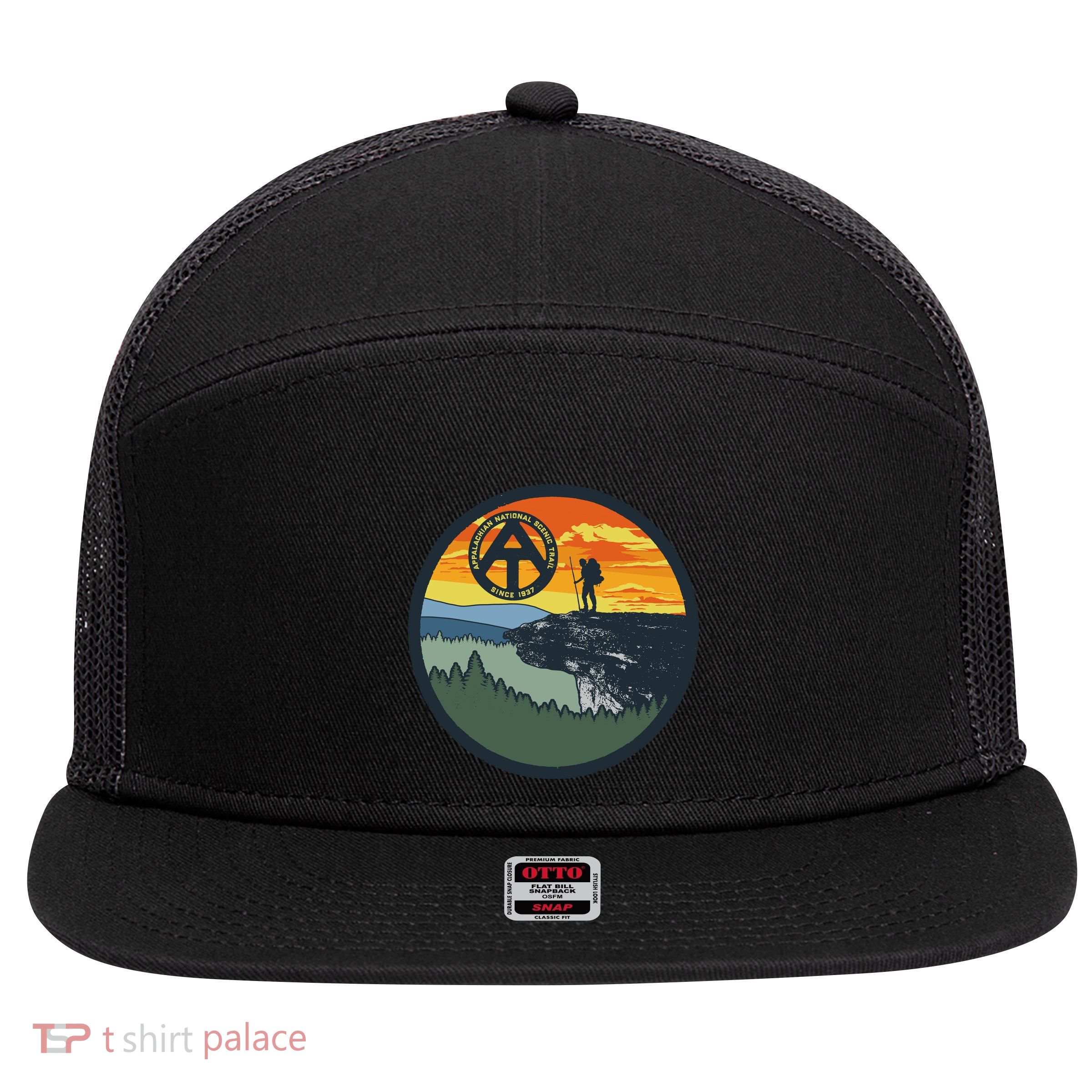 Appalachian Trail Hiker McAfee's Knob Tee 7 Panel Mesh Trucker Snapback Hat