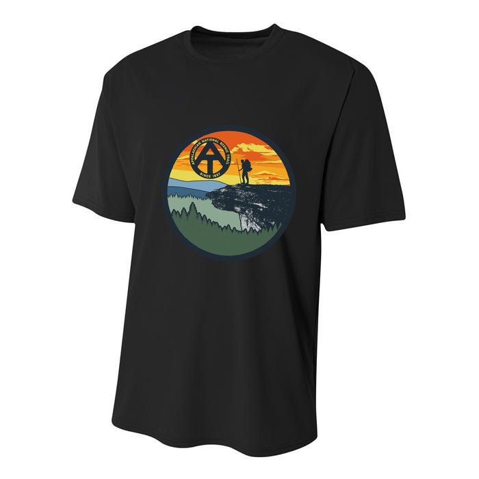 Appalachian Trail Hiker McAfee's Knob Tee Youth Performance Sprint T-Shirt