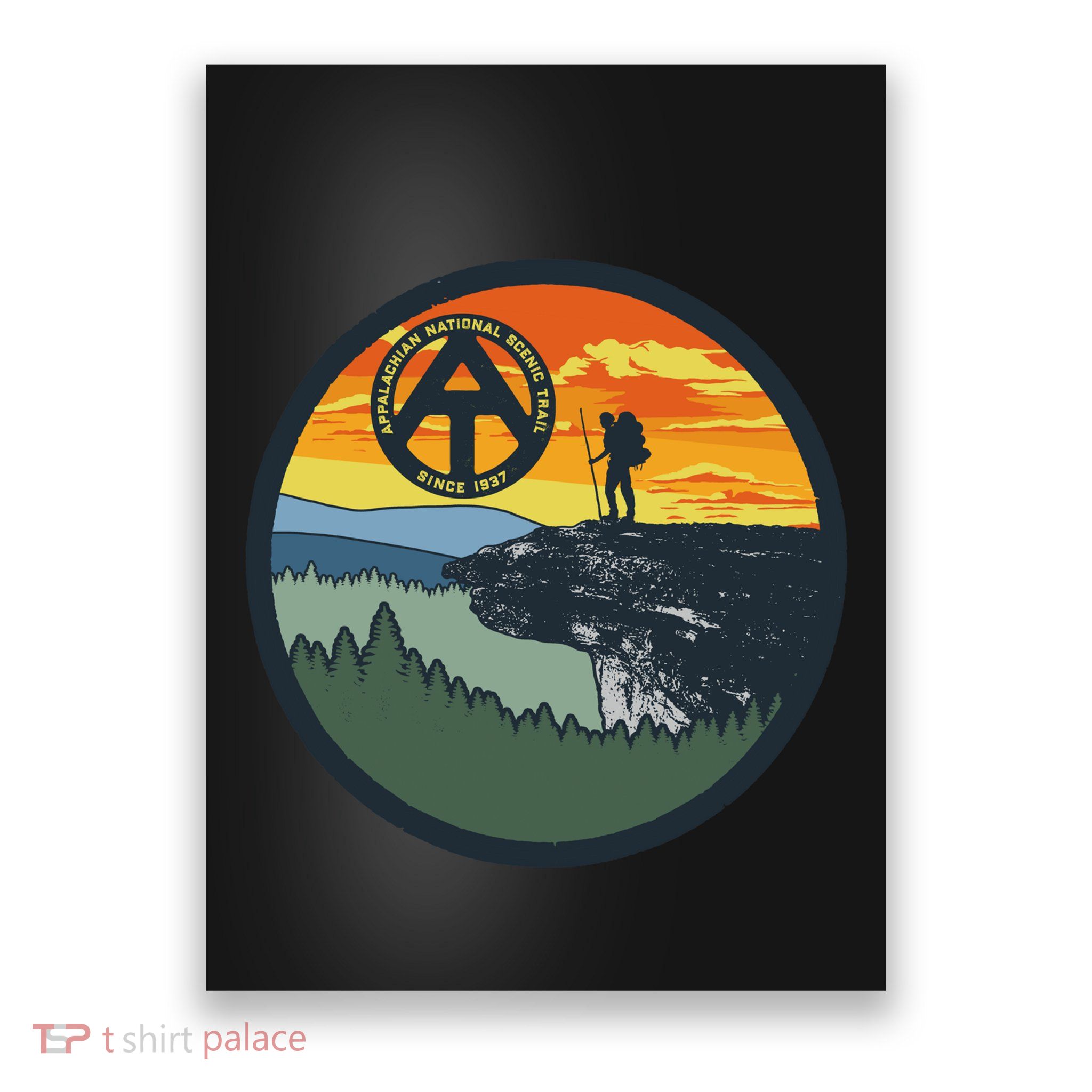 Appalachian Trail Hiker McAfee's Knob Tee Poster